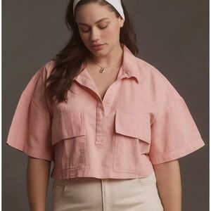 Anthropologie Pilcro Short-Sleeve Cropped Top 3X